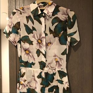Reformation silk floral romper